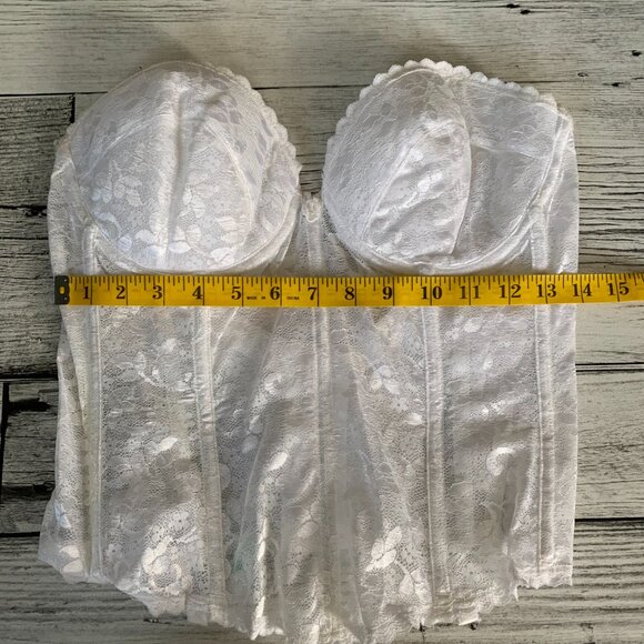 Vintage Union Made Carnival White Sheer Lace Boned Corset Bustier Lingerie - Picture 14 of 14